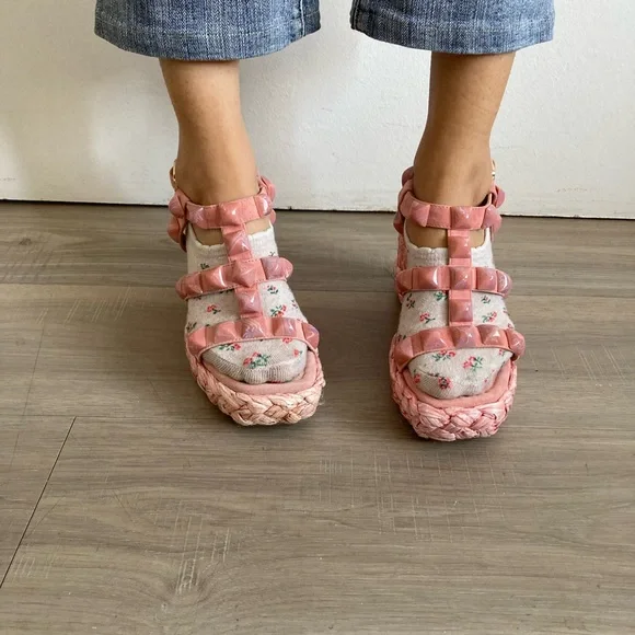 Women's High Wedge Heel Espadrilles 7 - Picture 5 of 6